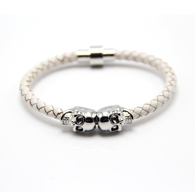 Wholesale Punk Style Skull Leather Men's Bracelet